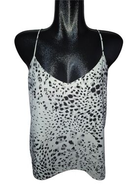 Belle Vere White and Black Leopard Print Spaghetti Strap Cami Top Size M